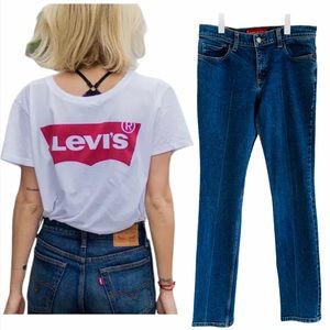 Levis 507 Blue Denim Stretch Classic Cigarette Straight Leg Jean